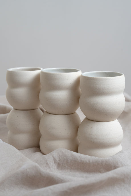 Wavy Ceramic Handmade Cup in Matte Cream by Little Match Studio x INK + PORCELAIN